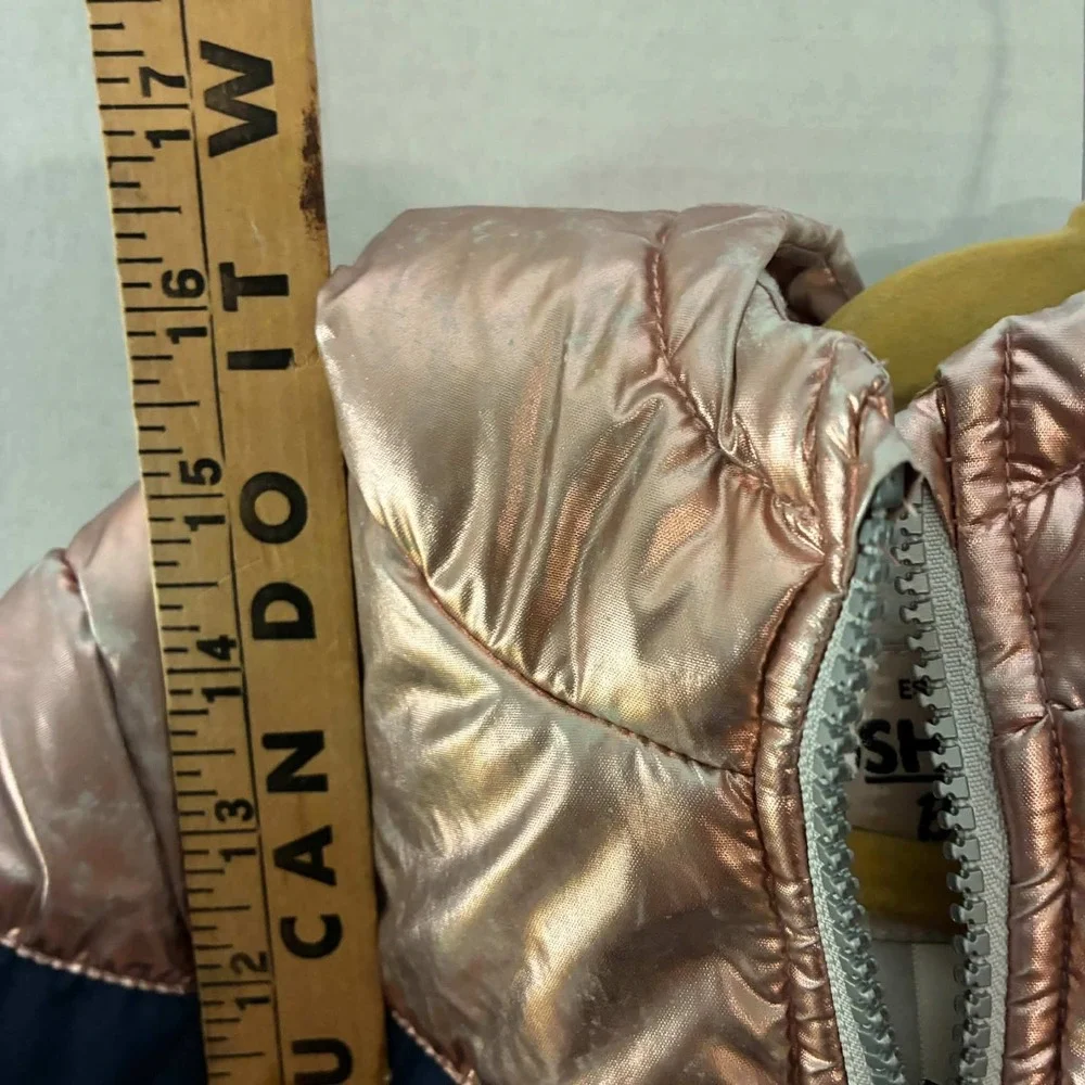 OshKosh B'gosh Puffer Jacket Toddler 3T Rose Gold Navy Tan Winter Coat